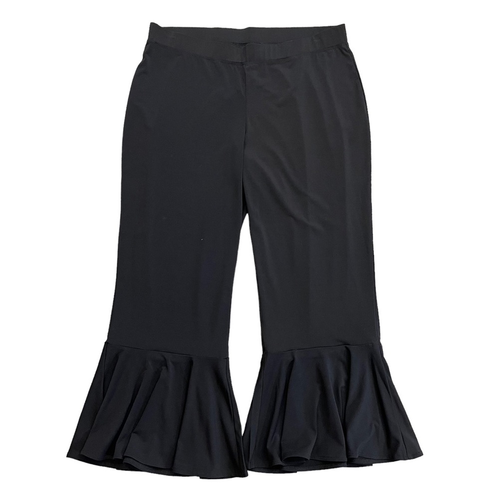Lane Bryant Black Ruffle Flare Hem Cropped Pants